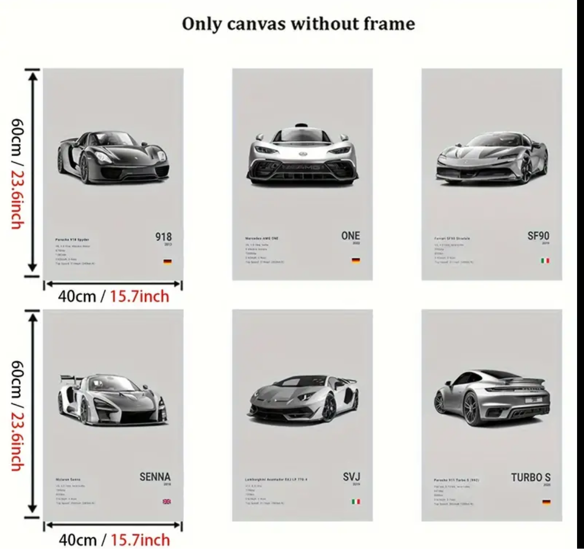 6 Super Car Wall Art