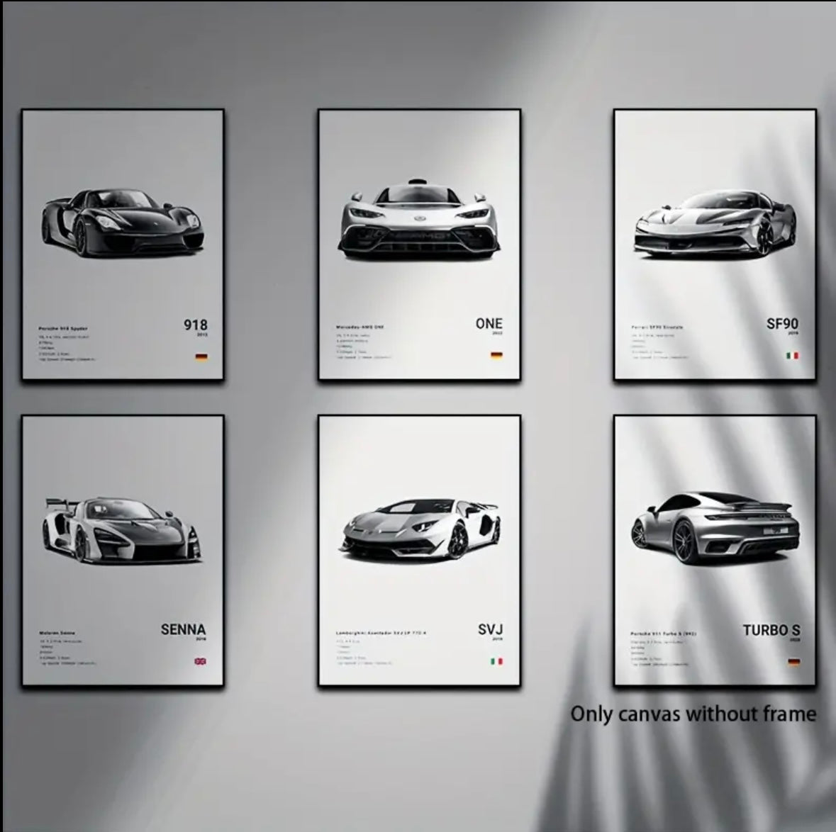 6 Super Car Wall Art