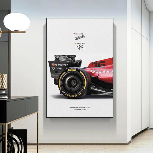 2023 Formula Grand Prix F1-75 Racing Poster Print Racer Charles Leclerc Canvas Painting Sainz Race Car Wall Art Room Decor