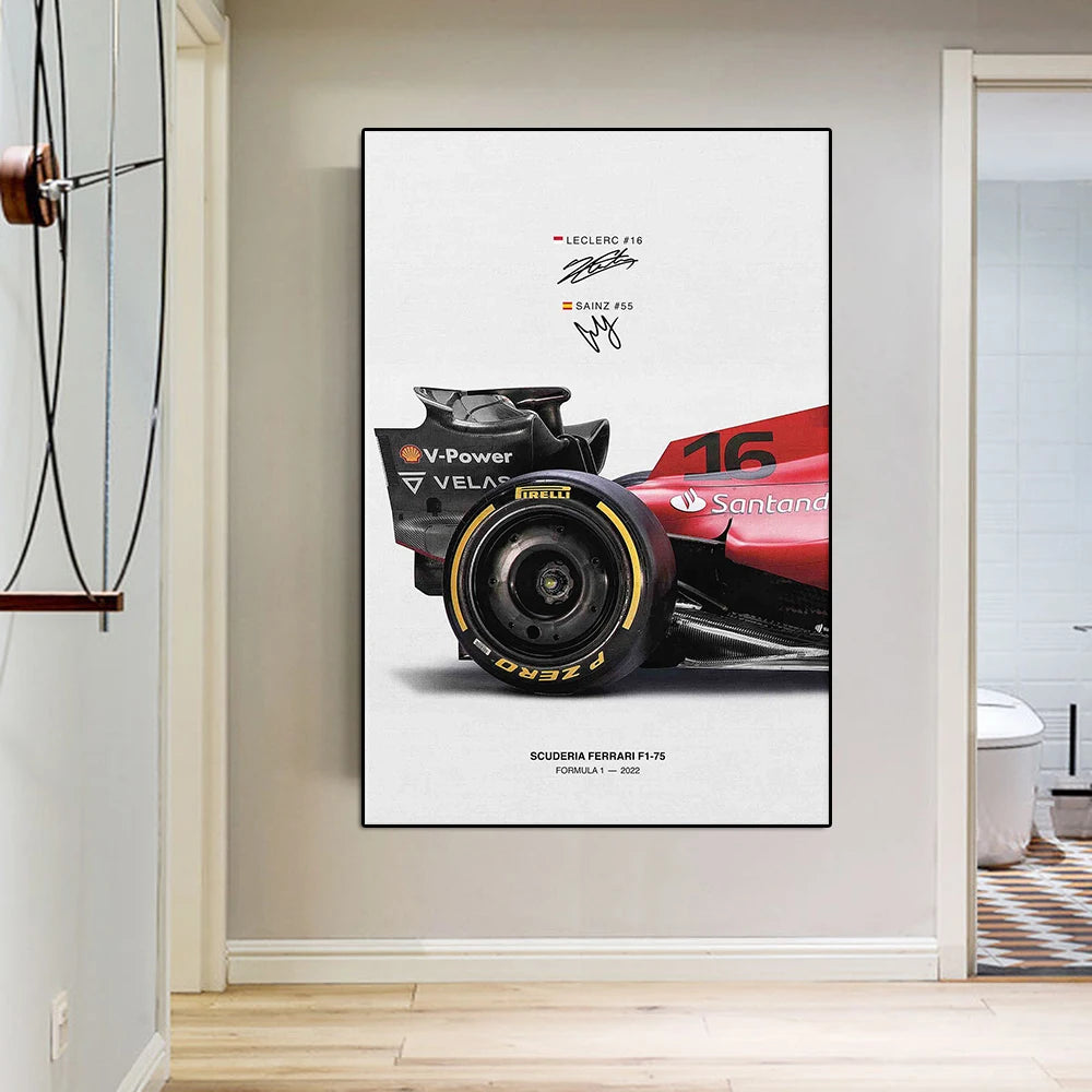 2023 Formula Grand Prix F1-75 Racing Poster Print Racer Charles Leclerc Canvas Painting Sainz Race Car Wall Art Room Decor